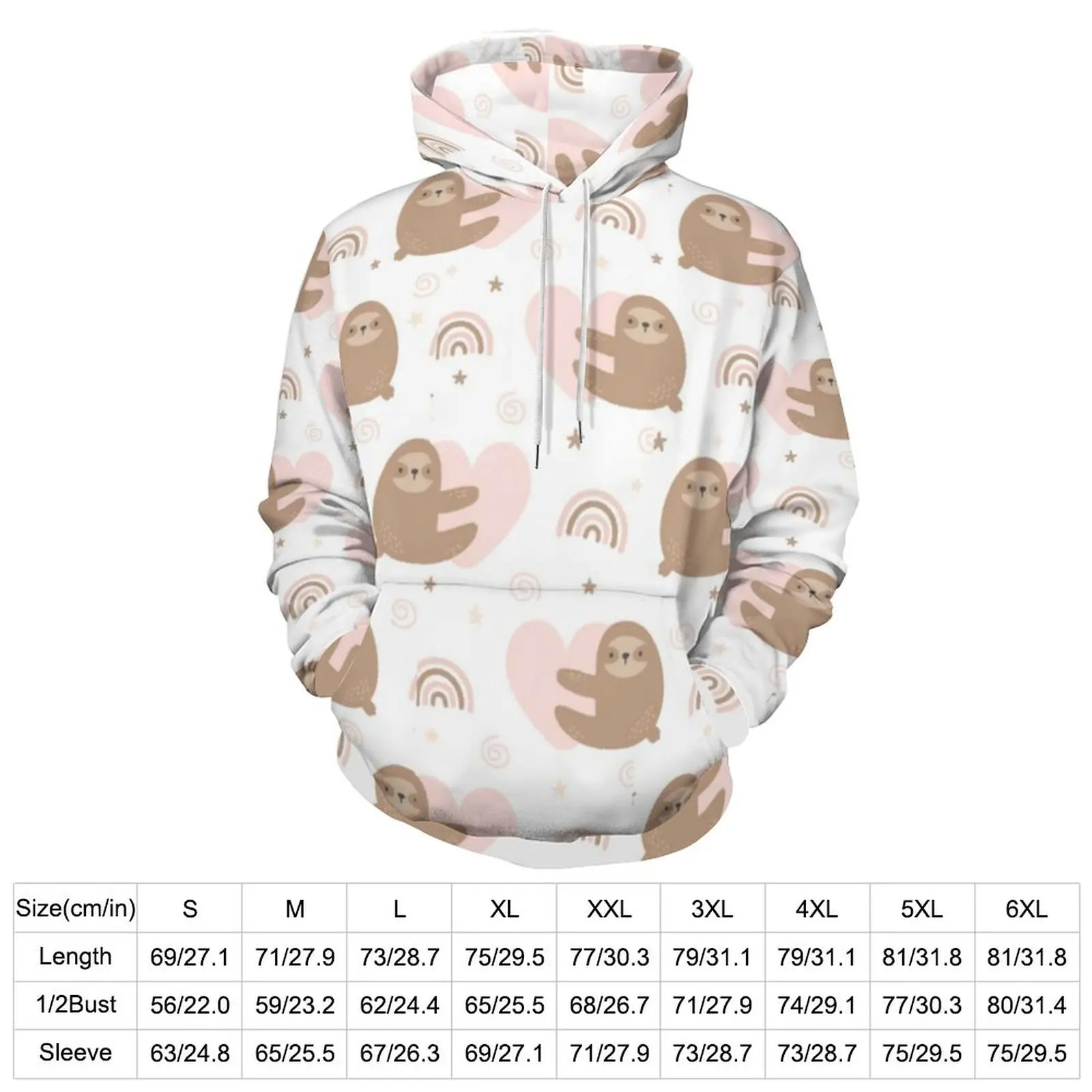 Hugging Sloths Hoodies Long-Sleeve Cartoon Animal Print Modern Casual Hoodie Autumn Harajuku Oversized Loose Hooded Sweatshirts