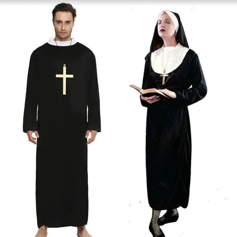 Halloween cosplay Nun dress adult male pastor costume Gladiator priest performance costume missionary crucifix cosplay costume