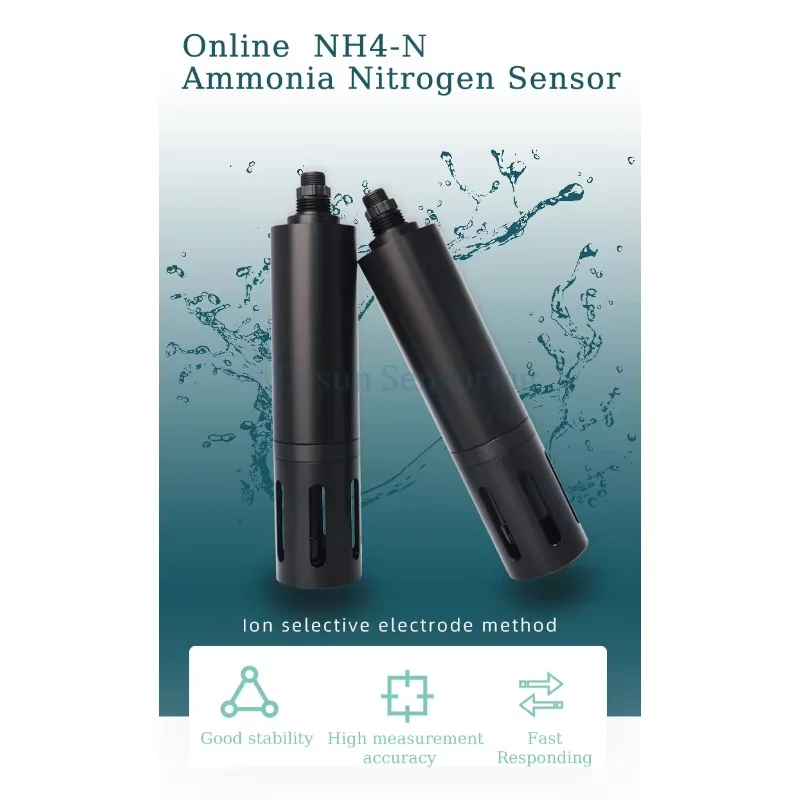 RS485 4-20mA Online Ammonia Nitrogen Ammonium Ion NH4 Sensor For River Lake Sea Underground Sewage Water Quality Monitoring