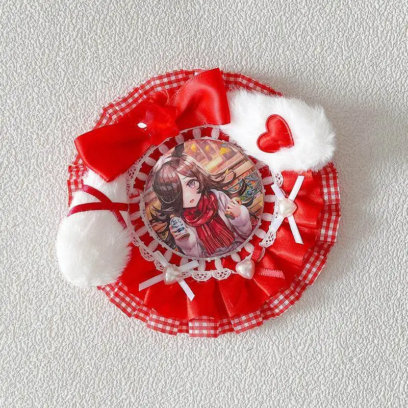 Luxury Ribbon Bow Badge Holder Hand Made Fill Ita Bag Accessories Lolita Cute Quadratic Element Badge Rosette Decorate