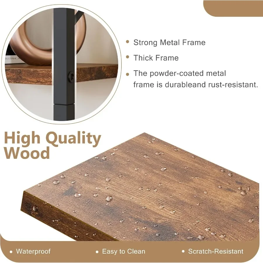 5-Tier Tall Narrow Industrial Bookshelf with Drawer, Freestanding Wood & Metal Bookcase for Office Study