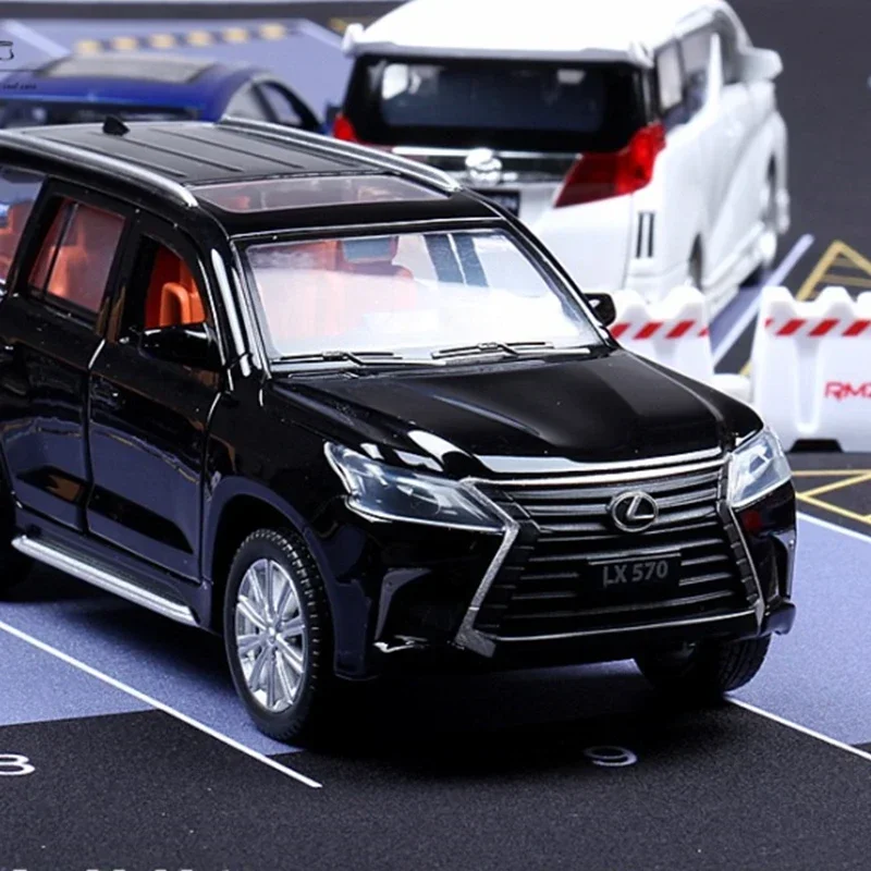 LX570 SUV 합금 자동차 모형 다이캐스트 1:32 시뮬레이션 금속 장난감 차량 자동차 모형 사운드 라이트 컬렉션 장난감 선물