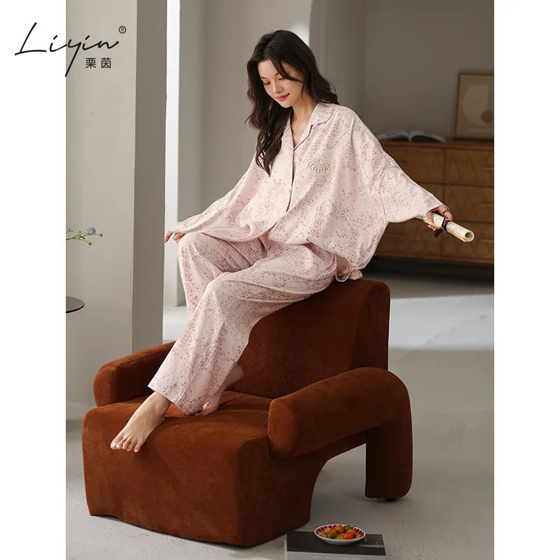 신모델 가을 파자마 세트 여성용 파자마 세트 여성용 따뜻한 겨울 파자마 패셔너블 홈웨어, 귀여운 부드러운 파자마 세트