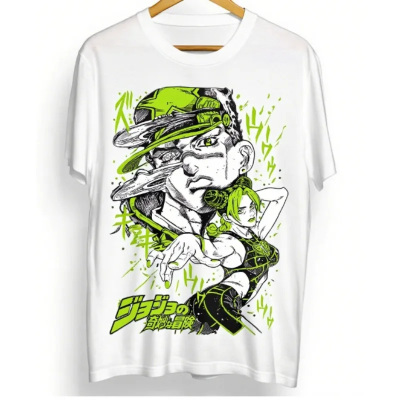 Trend Summer 2025 Cosplay Neutral Black and White Adventure JoJo Anime JoJo's Bizarre T-Shirt Manga Jolyne Jotaro Unisex Tshirt view 3