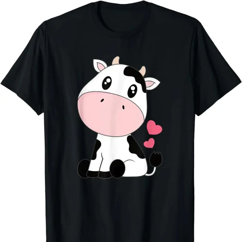 Cute Kawaii Cow Print Black White Cow Animal T-Shirt Graphic T Shirts  Oversized T Shirt Women Clothes Shirts for Women