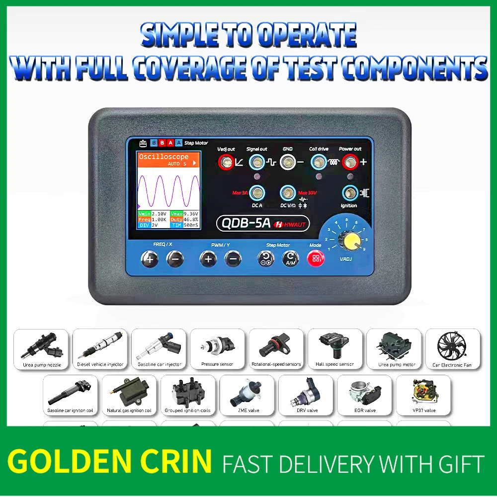 

Автомобильный привод, тестер, датчик осциллографа, мультиметр, ШИМ-генератор сигналов, инжектор CRIN, драйвер катушки зажигания, инструмент QDB-5A