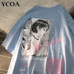Oversized T-Shirt Anime Y2k Tops Tees Pulovers Cotton Korean Fashion Hip Hop Goth Short Sleeve Harajuku Vintage Female Clothing