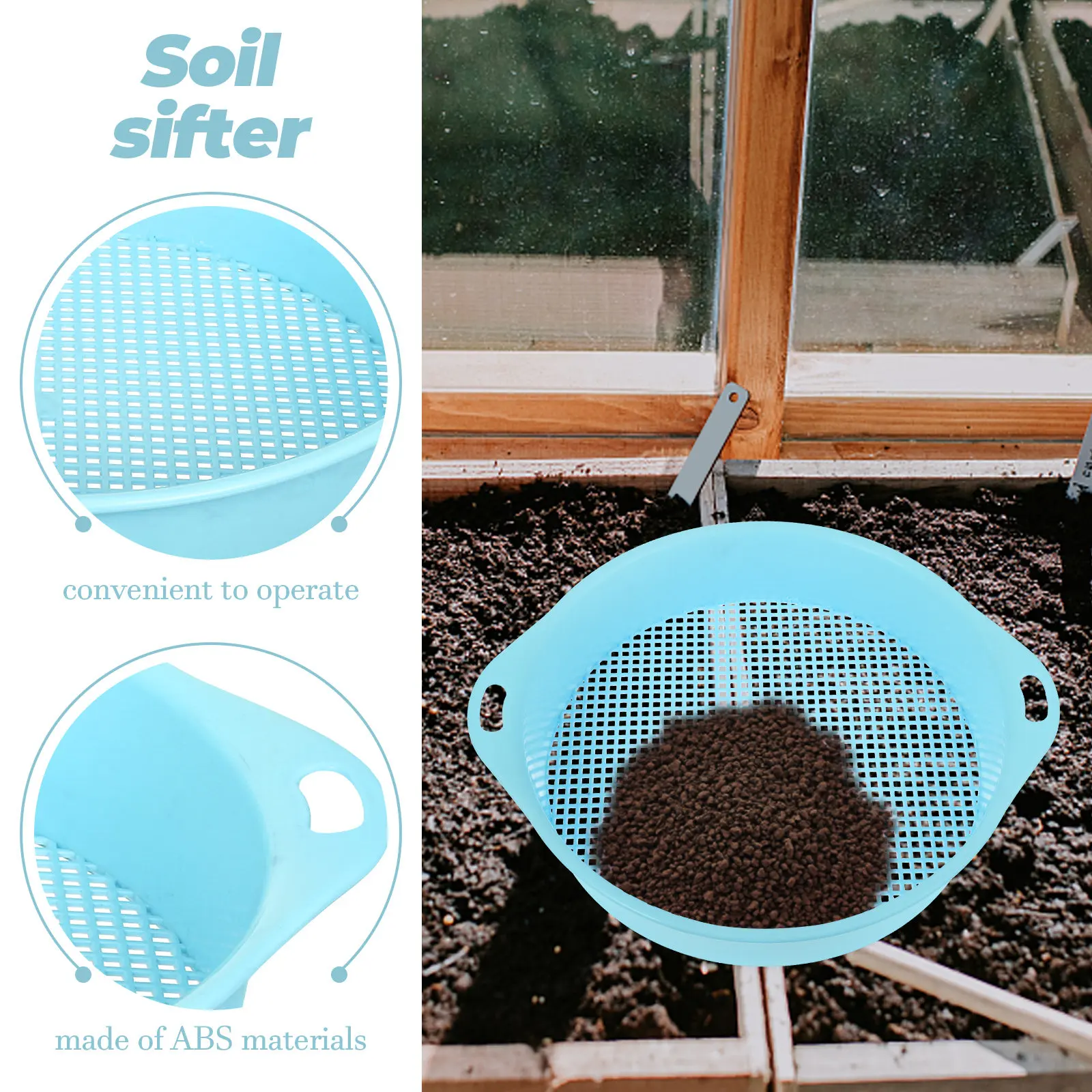Soil Sifting Pan Multi-Function ABS Plastic Sieve for Gardeners Home Balcony Mini Gardens Soil Mesh Filter Rock Twig Separation