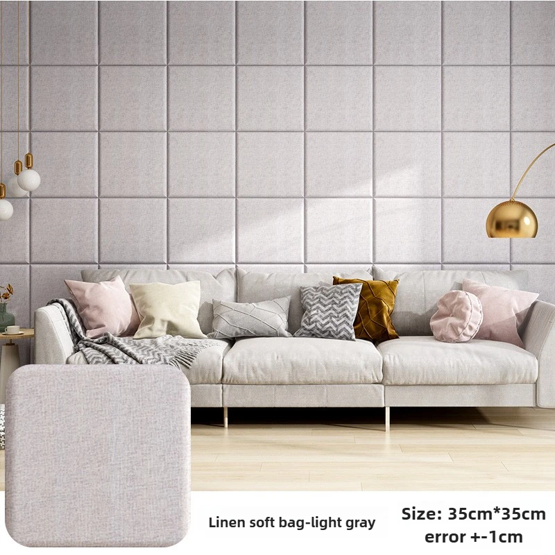 35x35cm Thick Foam Wall Protective Film for Children Bedroom Living Room TV Background Self-Adhesive Impact Protection Easy DIY