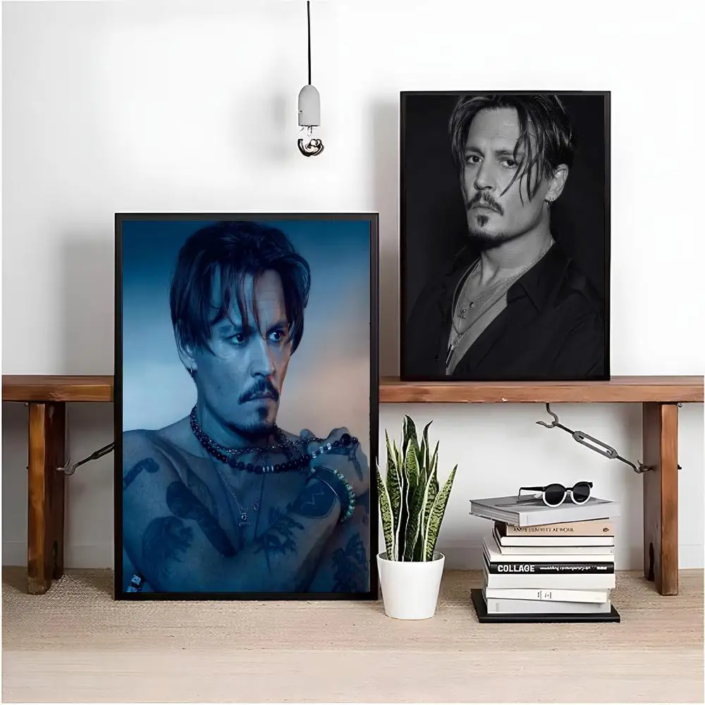 الممثل التلفزيوني J-Johnny Depp اللوحة الخط HD مقاوم للماء قماش المشارك الفن: الجمالية جدار ديكور المنزل والبار والمزيد