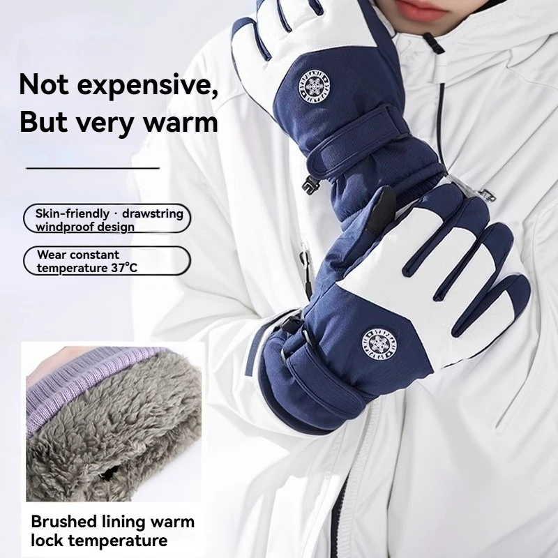 

Winter Warm Cotton Gloves With Added Padding Increased Thickness Outdoor Skiing Cycling Cold-weather Windproof Anti-freezing