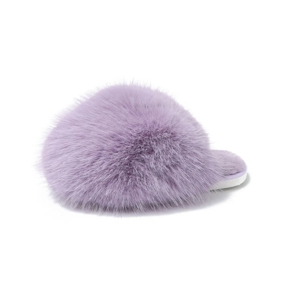 Winterfellige Damen-Hausschuhe, bequeme Flip-Flops, flache Pantoffeln, Indoor-Schlafzimmer-Plüschschuhe für Damen – Detail 28