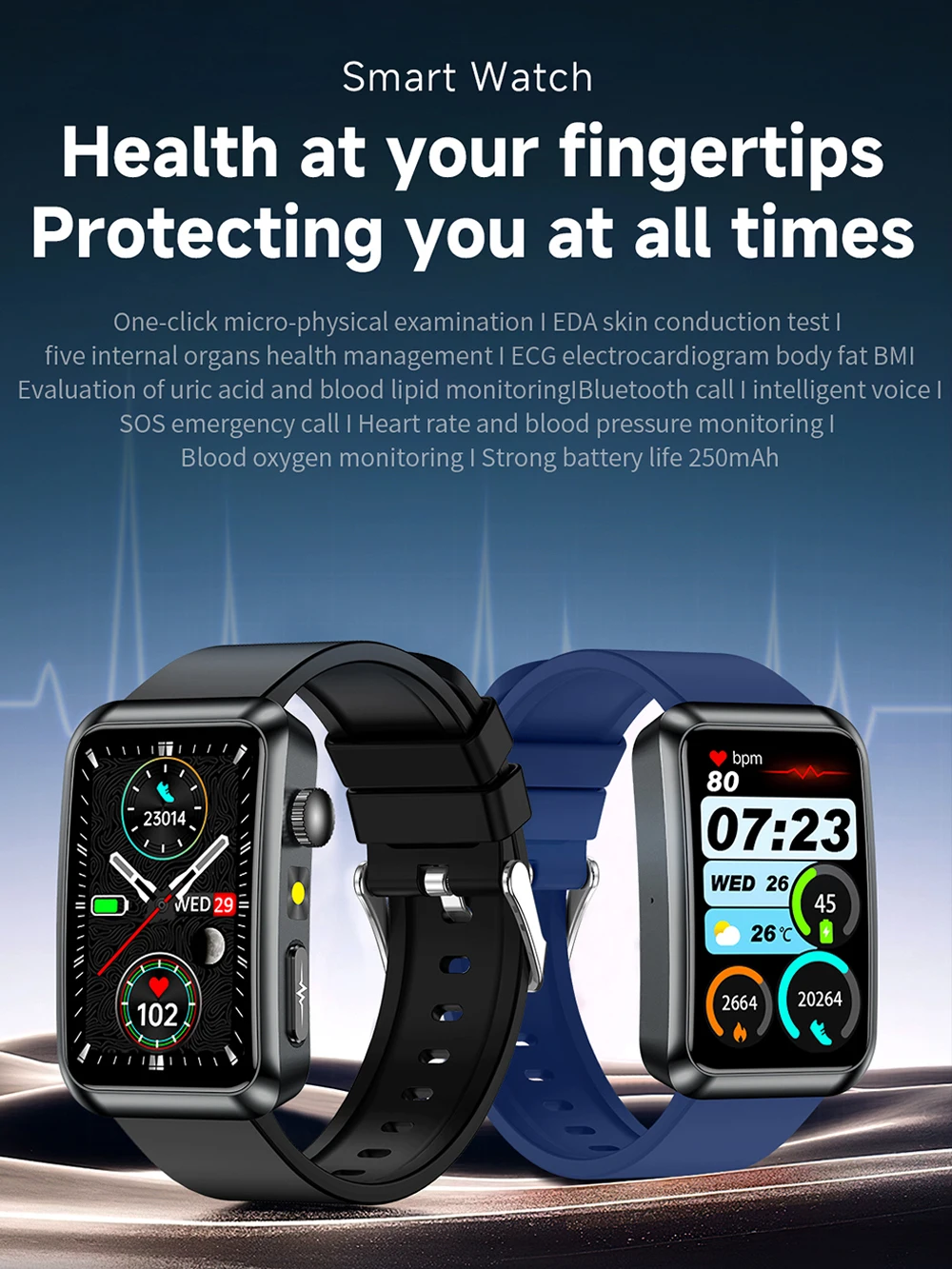 Five Organ Examination Uric Acid Lipids ECG+PPG Health Smart Band Watch Men Women Bluetooth Calling Multi-sport Smart Bracelet