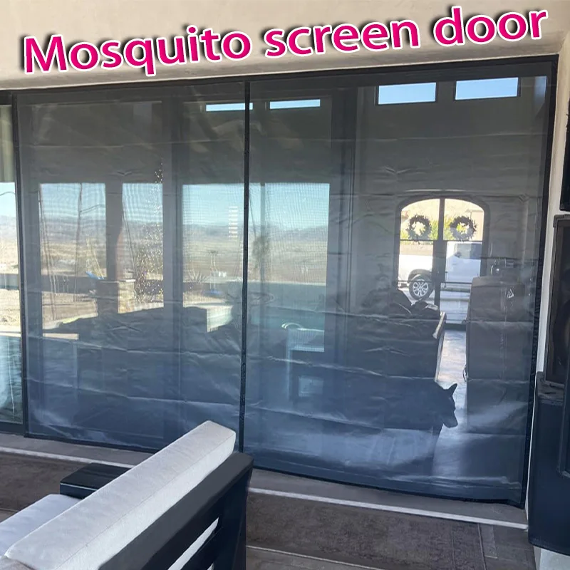Magnetic Door Screen Curtain Anti Mosquito Net Curtain Fly Insect Customizable Black Fibrglass Automatic Closing Invisible Mesh