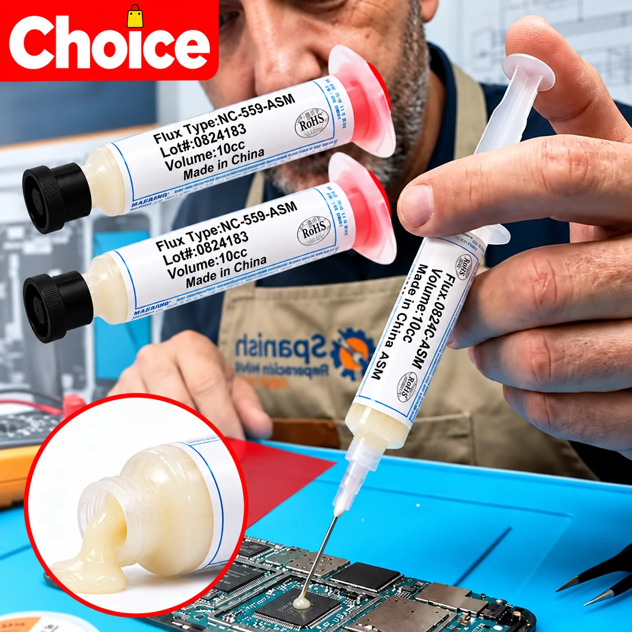 NC-559-ASM 10cc Solder Flux Paste Black Tip Cap No-Clean BGA PCB Reballing Soldering Flux for Mobile Phone Motherboard Repair