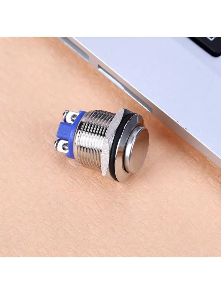 Argent 19mm 12V voiture en métal étanche interrupteur à bouton-poussoir marche/arrêt