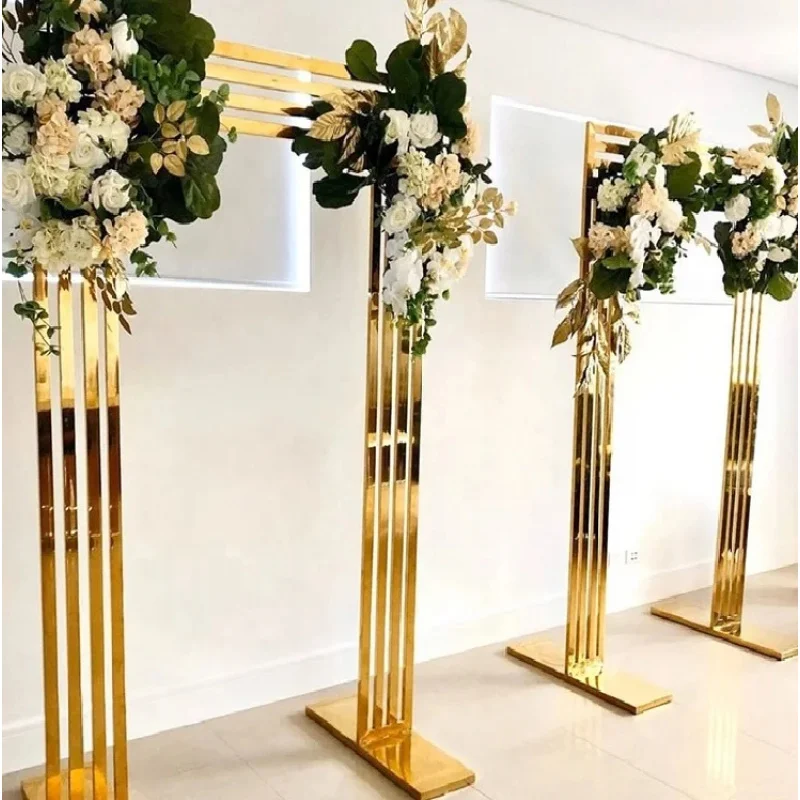 Customize.2025-E-Display Stainless Steel Modern Decoration Golden Wedding Backdrop