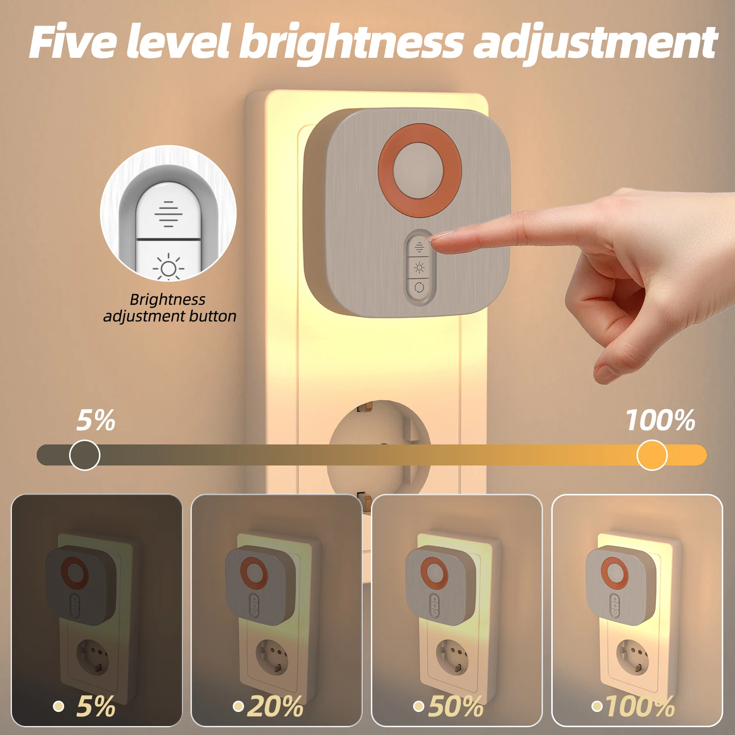 Bedroom corridor bathroom LED dimmable intelligent human motion sensor wireless motion sensing night light