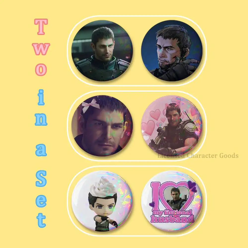 Chris R-Redfield 32mm 58mm 75mm 44mm 25mm Anime Badges Brooches DIY Pins Decorations Birthday Gifts 2-piece set