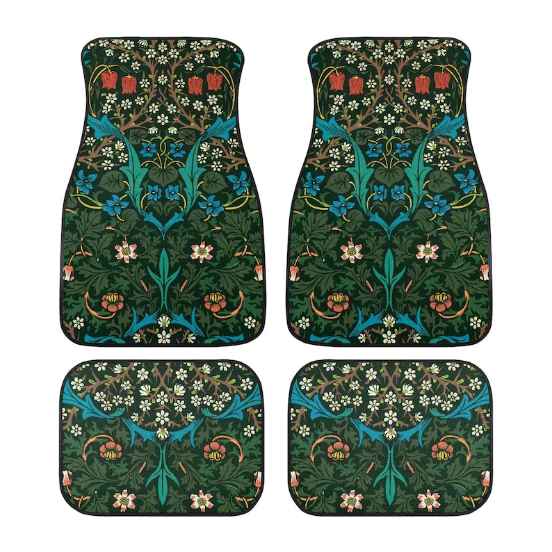 

William Morris pattern Car Mats, Vintage tulip Floral Car Floor Mats, Cute Car Accessories, green car Mats, Car Decor