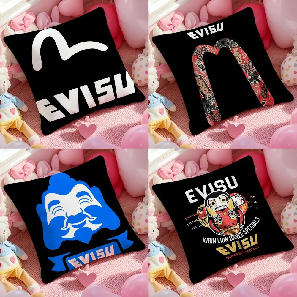

E-EVISU BRAND Pillow Case Anti-dustmite Pillowcase Invisible Zipper Silky Short Plush Sofa Cushion Cover
