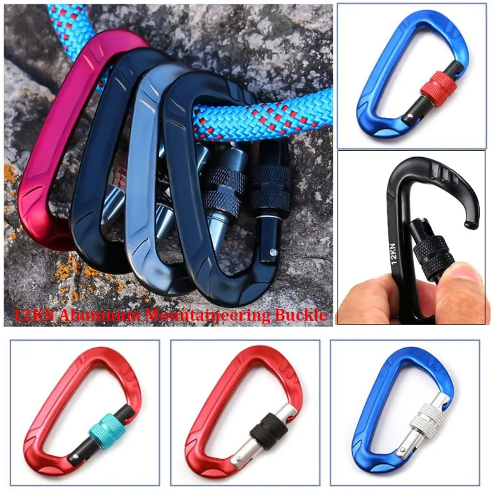 12KN Professional Safety Carabiner Aluminum Multicolors D Shape Key Hooks Outdoor Ascend Tool