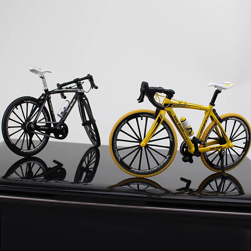 Bicicleta en miniatura, modelo fundido a presión, aleación de Metal de montaña, mango doblado, juguete de carreras, colección de simulación, adorno de juguetes