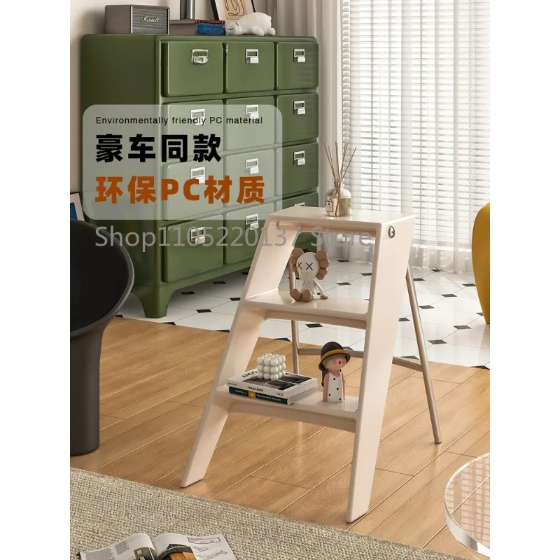 Folding Ladder Transparent Portable Indoor Herringbone Ladder Multifunctional Storage