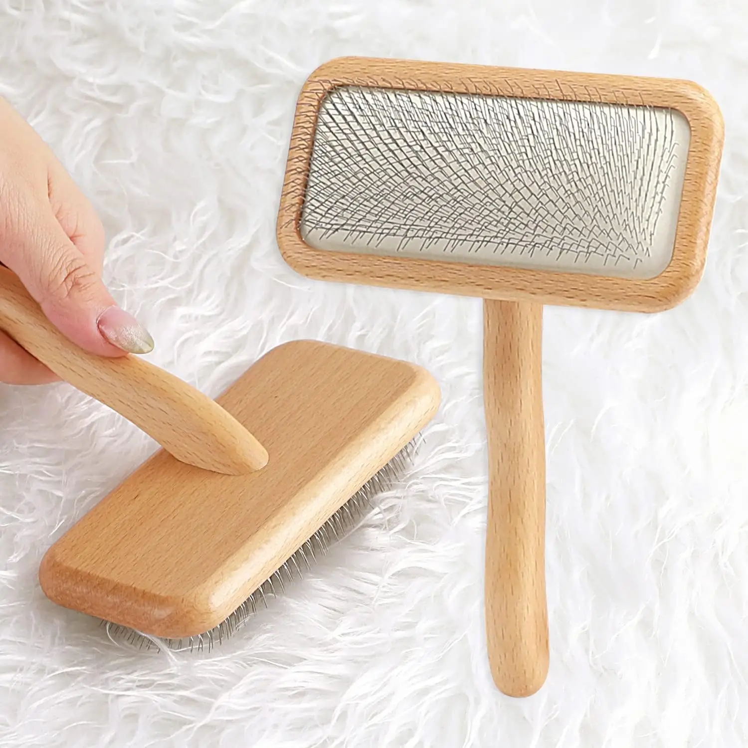 Carpet Rake Sheepskin Wool Brush and Sheepskin Brush Cleaner Comb, More Suitable for Pile Carpets/Rugs, for Carding , Restore Ca