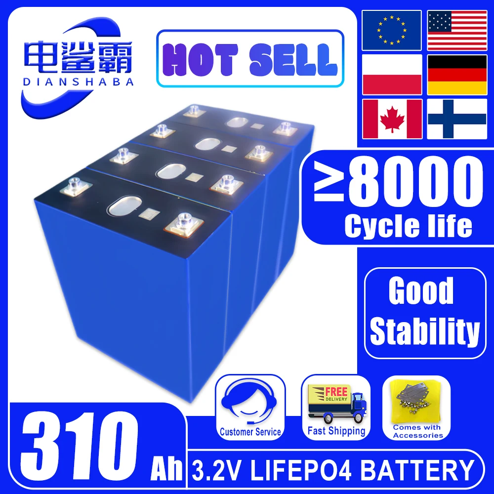 

3.2V 310Ah Battery Brand New Grade A Lithium Iron Phosphate Rechargeable Battery suitable RV EV Golf Cart Solar tax-free