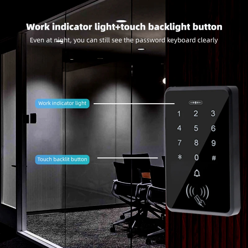 Digital password card swiping unlock door lock keyboard access control 1000 user panel card reader door lock system 125Khz RFID