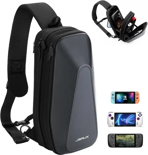 Imagen 1 del producto JSAUX-estuche de transporte para Steam Deck OLED, mochila cruzada protectora de carcasa dura de doble capa con múltiples bolsillos para adaptador de CA