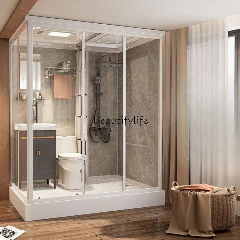 

03.Integrated shower room Rural winter bath room with warm air Yuba indoor simple bathroom toilet waterproof partition