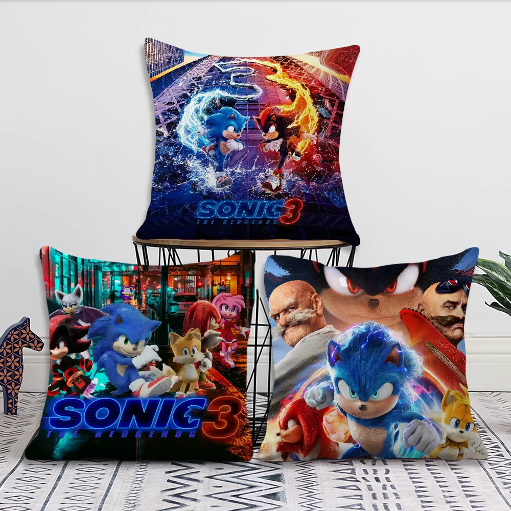 Classic Game Pillow Case Sofa Living Room Bedroom Headboard Backrest Cushion Square Cushion S-Sonic The H-Hedgehog Nap Time