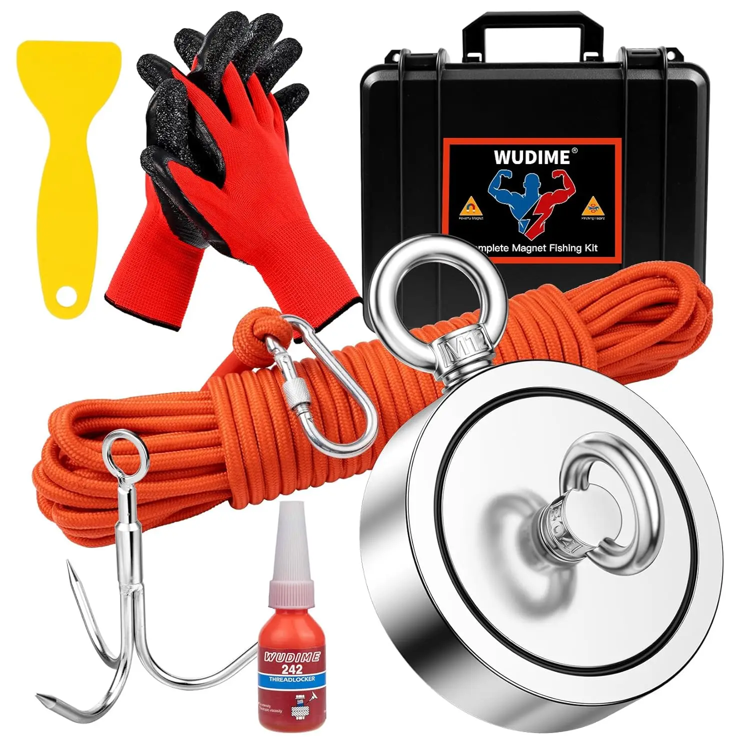 

Мощный набор для магнитной рыбалки с силой тяги 2625 фунтов, включает в себя веревку, перчатки и чехол.