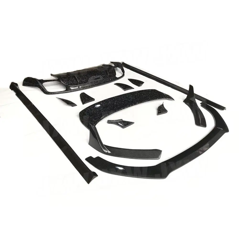 JXWANCF For Porsche Panamera 971 2017-2019 Dry Carbon Fiber Front Bumper Lip Splitters Side Skirts Rear Diffuser Rear Spoiler