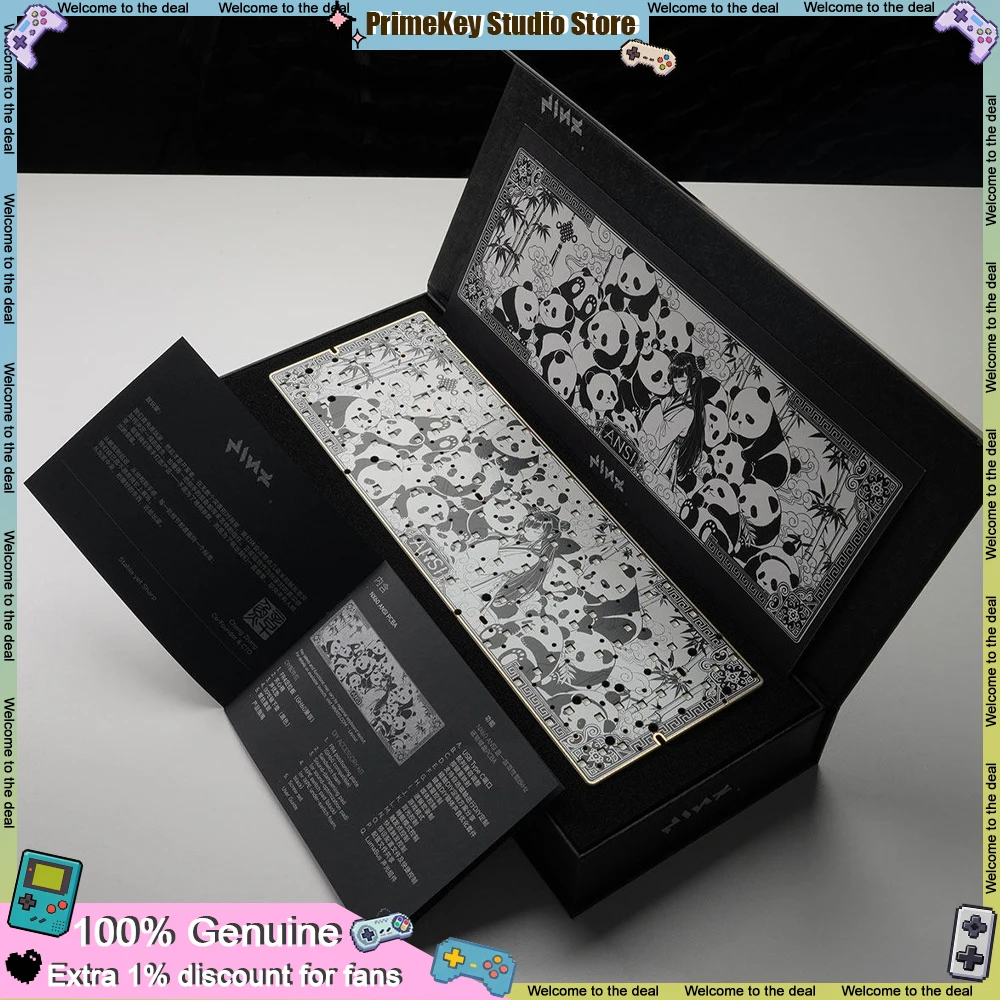 NINX NX60 ANSI PCB Panda Engraved Hollow Magnetic Axis PCB Plate Tabilizer Supported for Tofu60 60% Custom Mechanical Keyboard