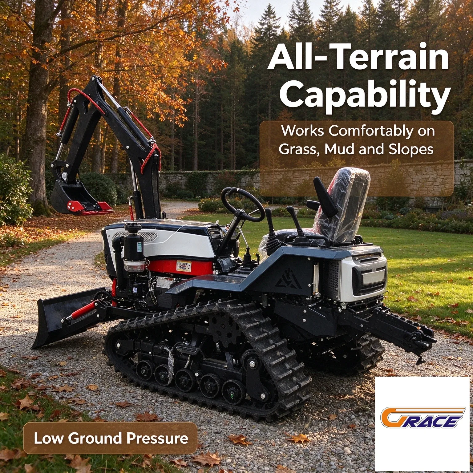 50HP Mini Crawler Tractor Multifunctional Tracked Tractor For Paddy Field, Orchard And Slope Land Farming