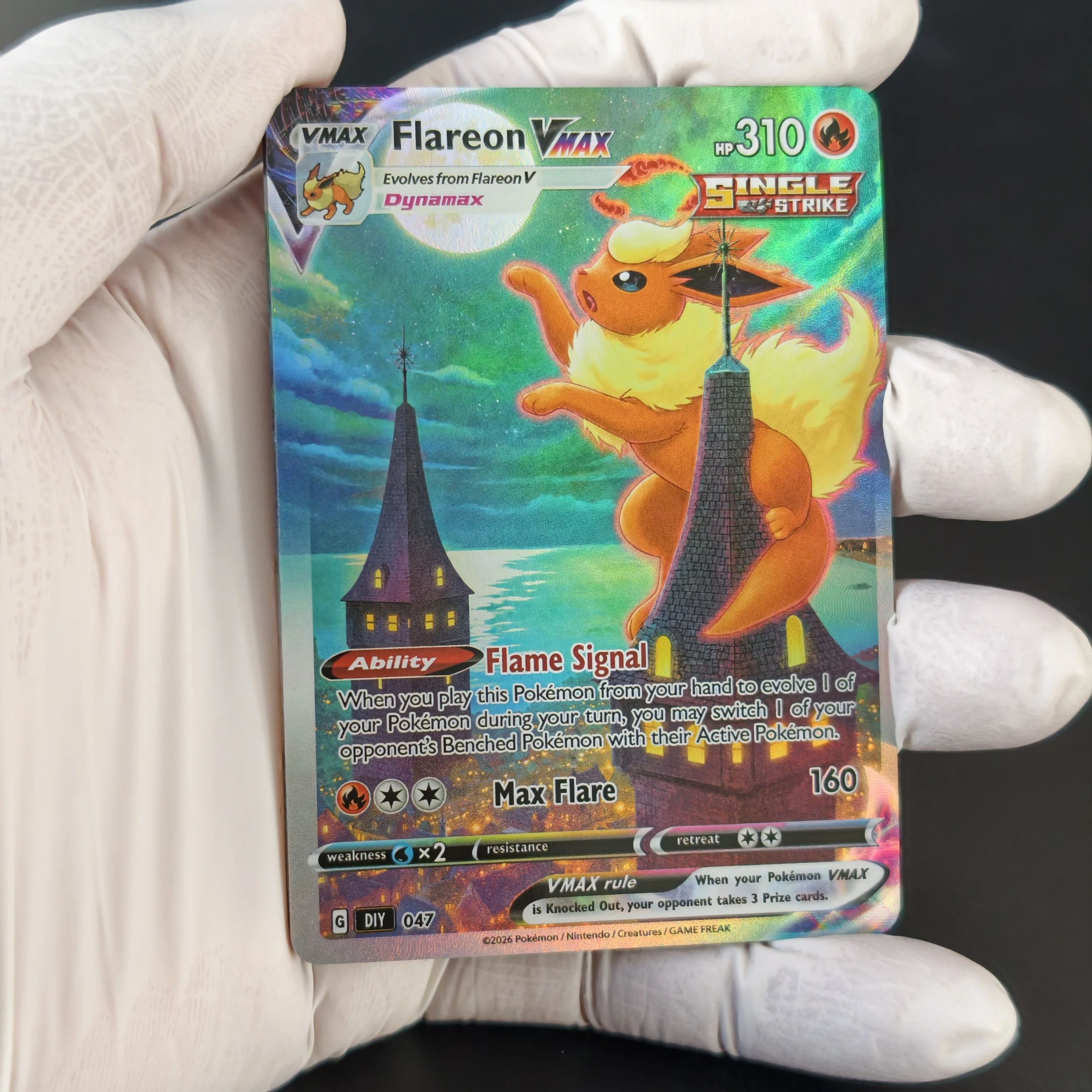 8PCS/Hot DIY TCG PKM Cards Eevee VMAX Series Set Cards Sylveon Leafeon Glaceon Flareon Holographic Alt Art Collectible Card