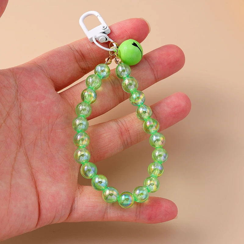 Aihua Bunter Schicker Glas-Popcorn-Ring Glocken-Stern-Perlen-Schlüsselanhänger für Frauen und Mädchen, Handykette, Taschenanhänger, Schlüsselring, Schmuck, Geschenke – Detail 7