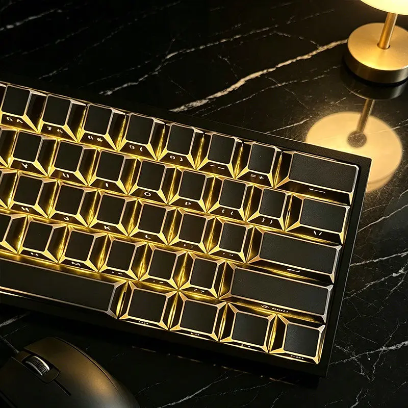 Black Shadow Fold Cherry Profile Double Shot Keycaps Side Print Shine Through PBT Keycap Set for MX Switches Gaming Keyboard