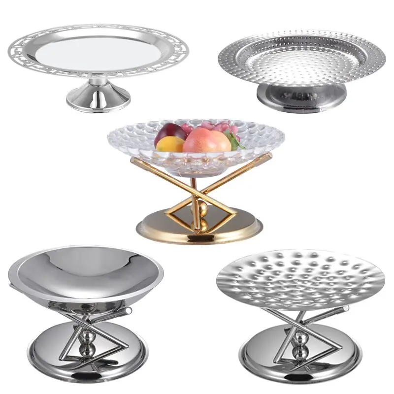 

Bar ktv special stainless steel fruit plate snack plate European creative tall glass large fruit plate ornament, personalized