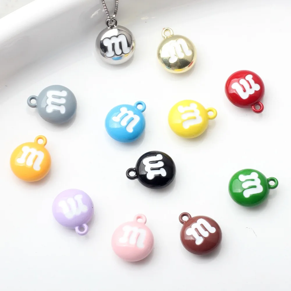 Colorful Enamel Zinc Alloy M Charms Pendants for DIY Jewelry Making 10pcs/lot