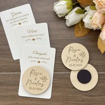 Dřevěné magnety na zakázku s poděkováním, svatební hosté, suvenýry, personalizované magnety na ledničku, dárky na párty 12 nejlepší prodej magnetické svatební dárky - №5