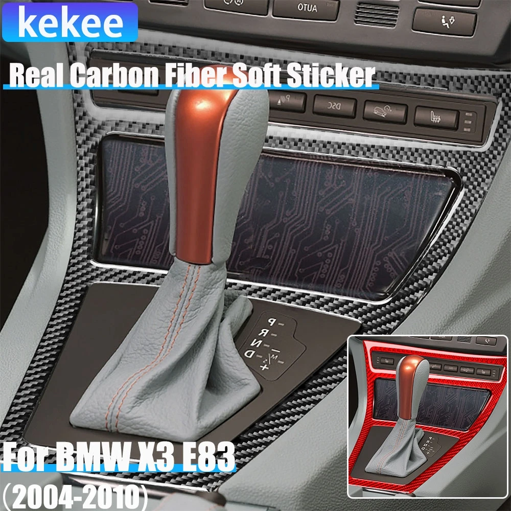 

Real Carbon Fiber Car Accessories Gear Shift Frame Trim Cover Soft Sticker For BMW X3 E83 2004 2005 2006 2007 2008 2009 2010