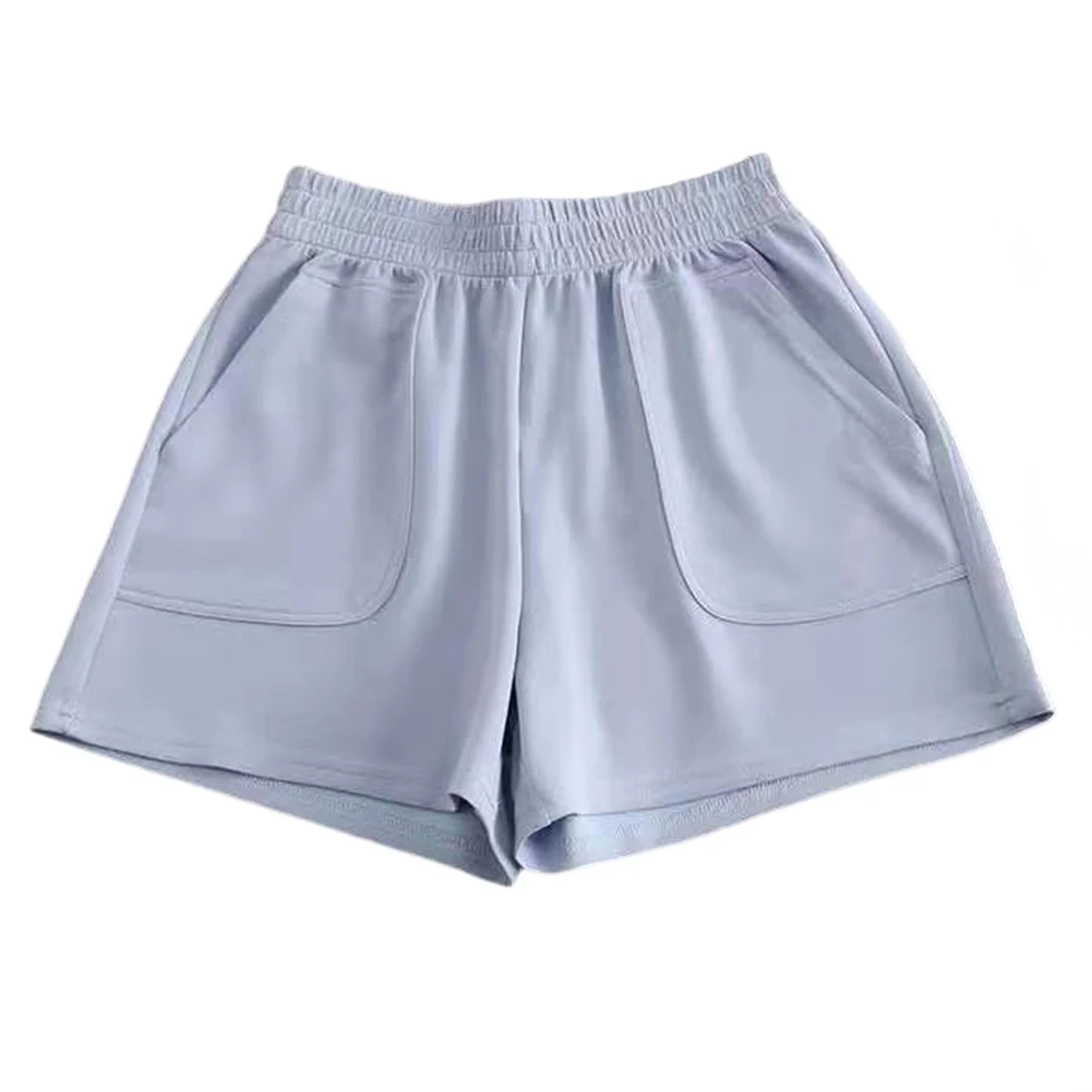 

Женские шорты с высокой талией, спортивные шорты, домашняя одежда, эластичные однотонные шорты с широкими штанинами, модная уличная одежда