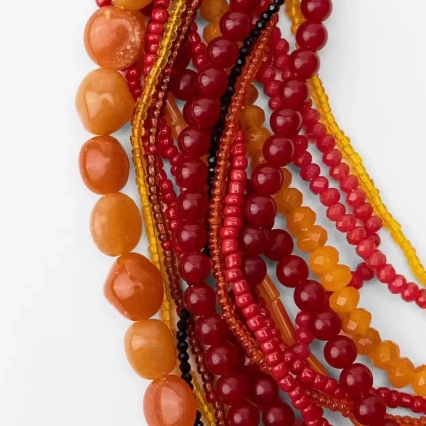 2024 New Bohemia Handmade Resin Stone Beaded Necklaces for Women Vintage Irregular Jewelry Choker Necklace Party Travel Gifts