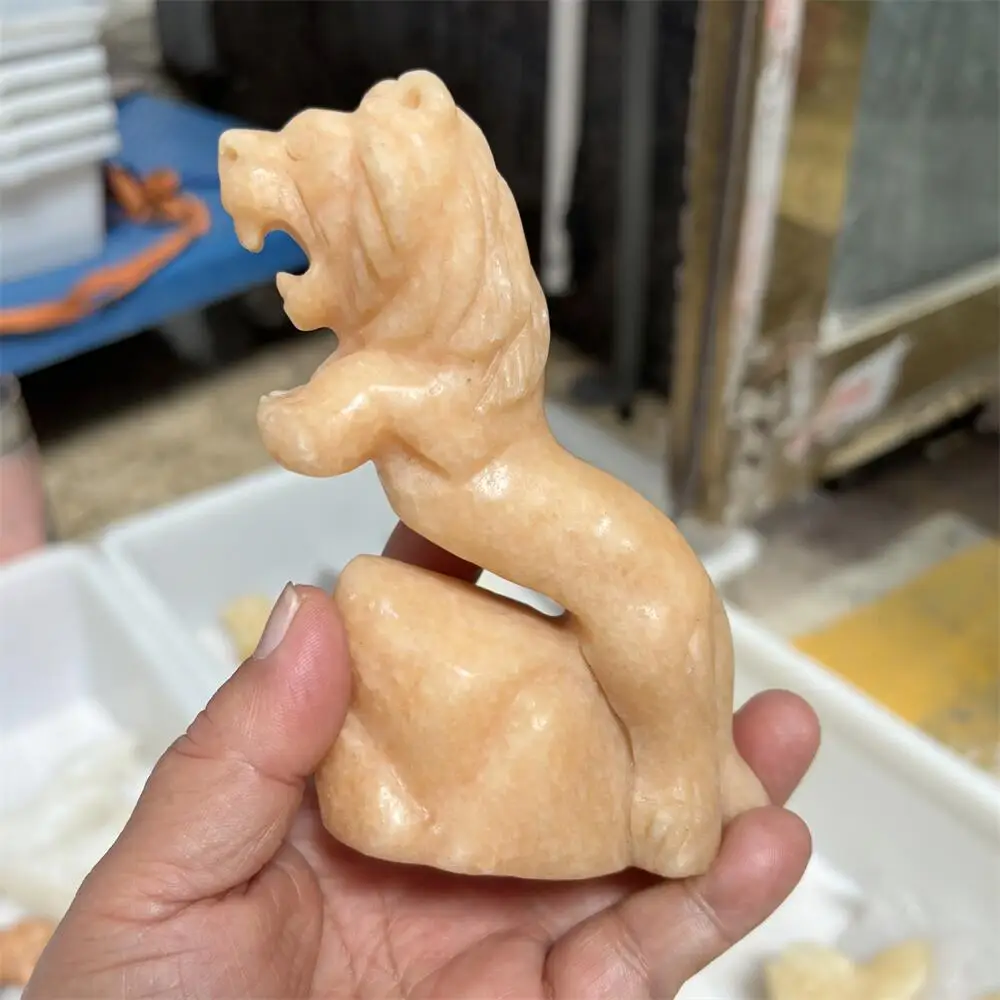 1PCS Natural Yellow Quartz Lion Animal Carving - Polished Reiki Healing Fengshui High-Quality Room Decor Energy Gift