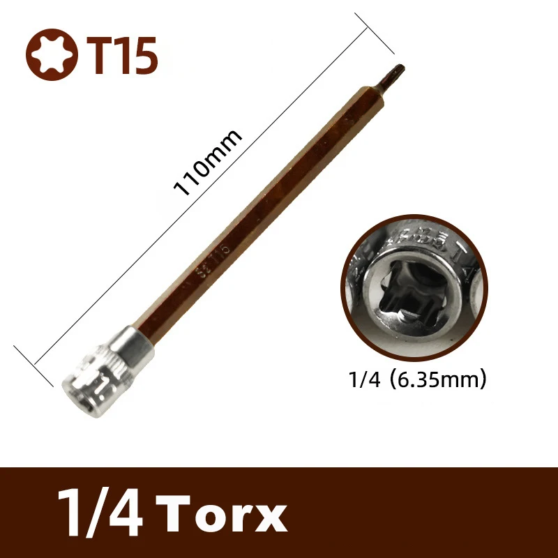 1PCS 110mm length Torx Screwdriver Bits 1/4 Inch Drive Socket Hand Tools T8 T10 T15 T20 T25 T27 T30 T40 T45 T50 T55