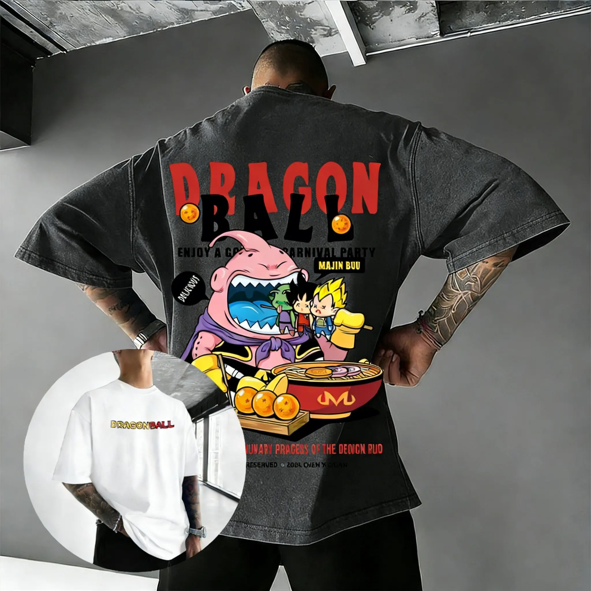 Novedad de Verano 2026, Camiseta de Dragon Ball para Hombre y Mujer, Camiseta Gráfica Vintage con Estampado Divertido de Majin Buu, Goku y Vegeta